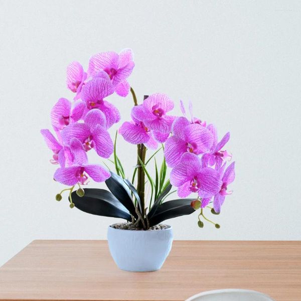Fiori decorativi 40 cm 14 teste Farfalla artificiale Orchidea Bonsai in vaso Piante finte Pografia Prop per la decorazione del soggiorno camera da letto