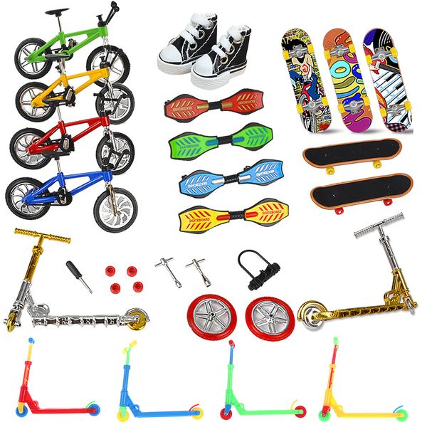 Neuheit Spiele Finger Skate Board Fahrräder Tech Zwei Räder Mini Scooter Fingertip BMX Fahrrad Set Fingerboard Schuhe Deck Spielzeug Jungen Geburtstagsgeschenke 230421