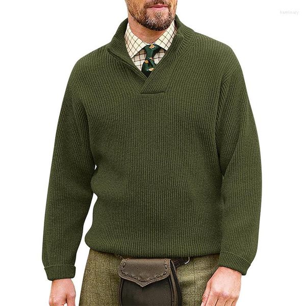 Maglioni da uomo Casual Solid Knitting Outwear Uomo Autunno Inverno Manica lunga Colletto alla coreana Scollo a V Maglione sottile Maglione pullover lavorato a maglia moda