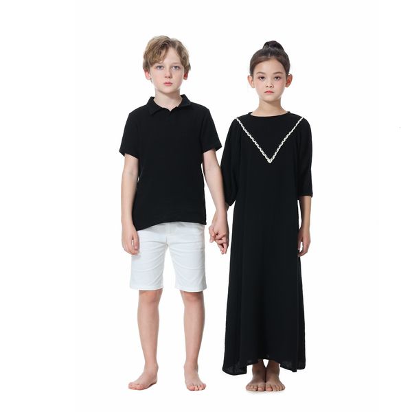 Completi coordinati per la famiglia AP Pantaloncini eleganti e camicia in mussola Estate Cotone per bambini Serie coordinata per la famiglia Ragazzo Top e pantaloni Tessuto microelastico #7303 230421