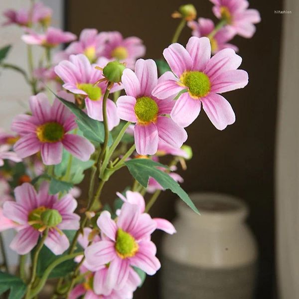 Dekoratif Çiçekler Yapay Daisys Çiçek Diy Simülasyon Chrysantemum Sahte Bitkiler Uzun Kök Düzenlemesi Ev Pografi Dekorasyonu