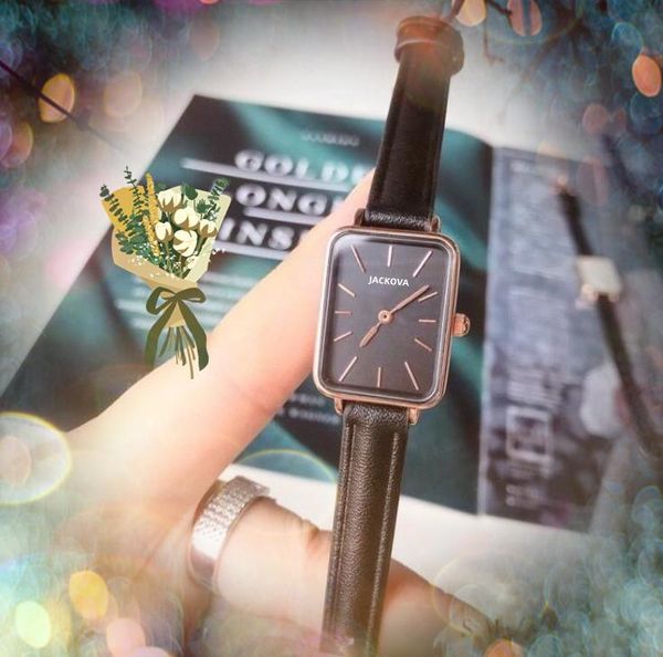 Top Model Donna Forma rettangolare Piccolo orologio Movimento al quarzo giapponese Orologio con cinturino in pelle nera Bracciale a catena Orologi San Valentino Natale Regali per la festa della mamma