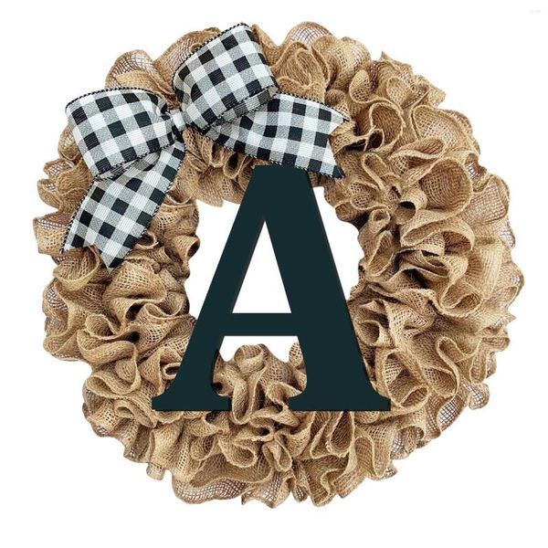 Flores decorativas Sobrenome exclusivo durante todo o ano Round Front Port With com Bow Welcome Sign Garland para Decorations Party Party Party