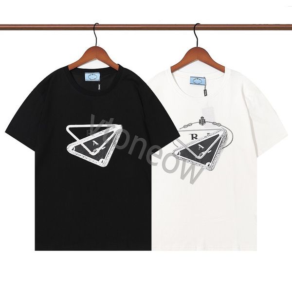 23SS New Fashion Mens Tshirt Tees Apparel Man Tops Casual Ocean World Rope Series Letter pra Logo Printed das Black White Clothing Street Shorts Sleeve Clothes