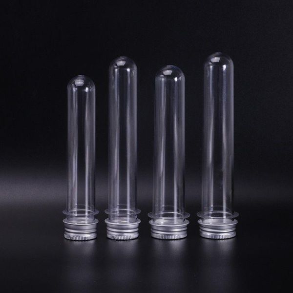 40ml vazio tubo de plástico transparente garrafa de tubo de teste de plástico pet usado como máscara facial recipiente de cabo de telefone de doces com tampa de alumínio cmjfc