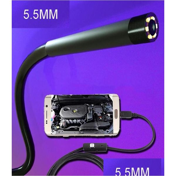 Muayene Kameraları 5 5mm 1m 2m 5m 10m Mini Endoskop Kamerası Esnek IP67 Su Geçirmez Yılan Endüstriyel Borescope Micro USB DROAL TESLİM DHE6D