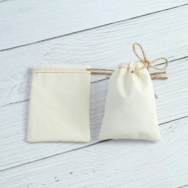 Sacchetti per gioielli 50 pezzi sacchetto di cotone giallo da imballaggio piccolo per l'organizzatore Mariage con logo personalizzato per caramelle per feste di matrimonio