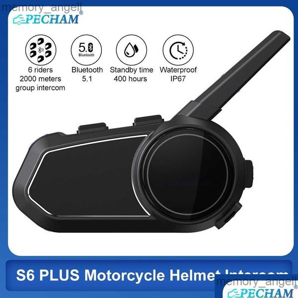 Motorcycle Intercom Walkie Talkie S6 Plus Capacete Fones de ouvido Bluetooth Comunicador de mãos até 6 pilotos Interfone com rádio FM Drop Dh6Qt