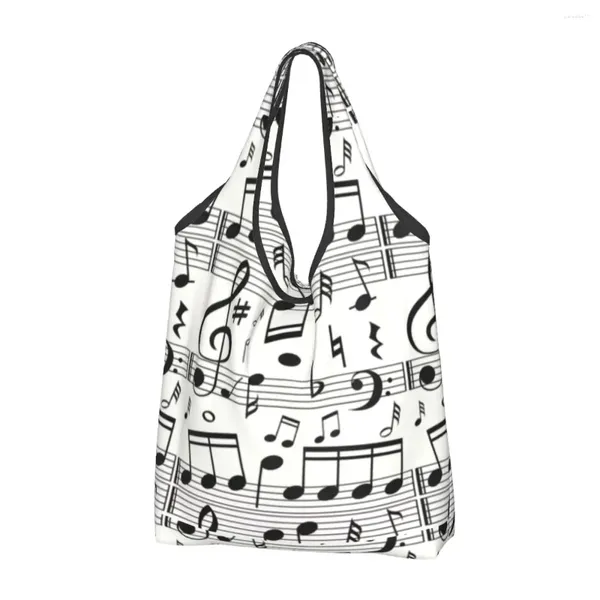 Einkaufstaschen, modisch, Musiknoten, Lebensmittel, Kawaii, Shopper, Schultertasche, großes Fassungsvermögen, tragbare Musiker-Handtasche