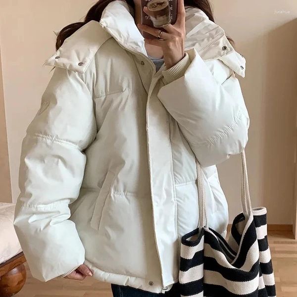 Trench da donna 2023 Cappotto con cappuccio Giacca invernale da donna Caldo Office Lady Cerniere Tasche moda Classico Capispalla spesso coreano Allentato