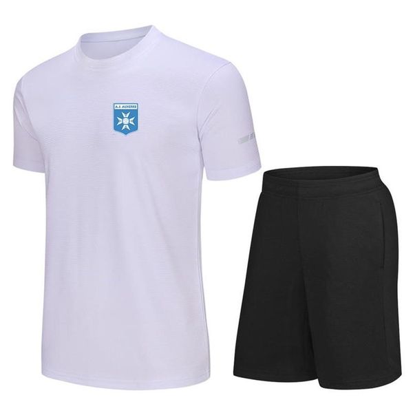 AJ Auxerre Herren-Fußballtrainings-Trainingsanzug, schnell trocknendes Kurzarm-Fußballtrikot, individuelles Logo, Outdoor-T-Shirts, 199 g