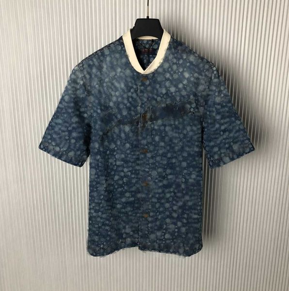 Herren-T-Shirts 23ss Designer Herren-T-Shirt Sommer New Wave Dot Print Denim Kurzarm Baseball-Stil T-Shirt Kurzarm Lässige Qualität 100 % Baumwolle Kleidung Damen