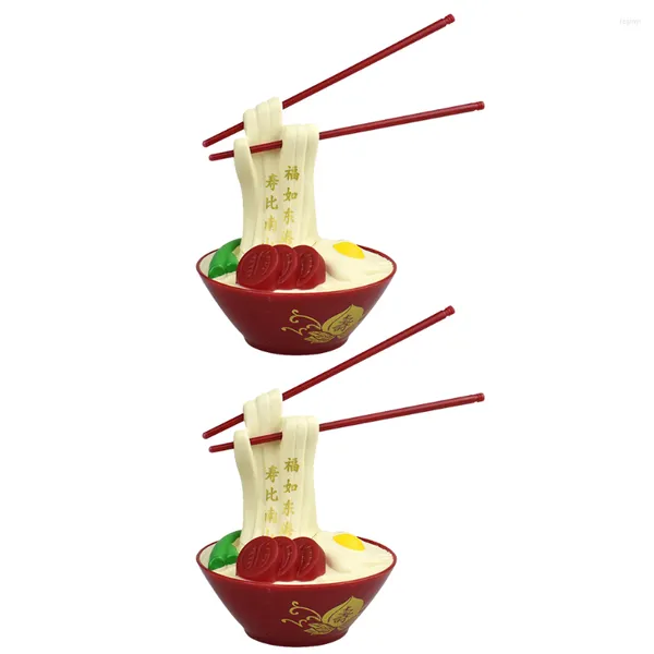 Forniture festive 2 pezzi ornamento di compleanno per bambini tagliatelle in miniatura alimenti giocattolo longevità statua di noodle modello ramen