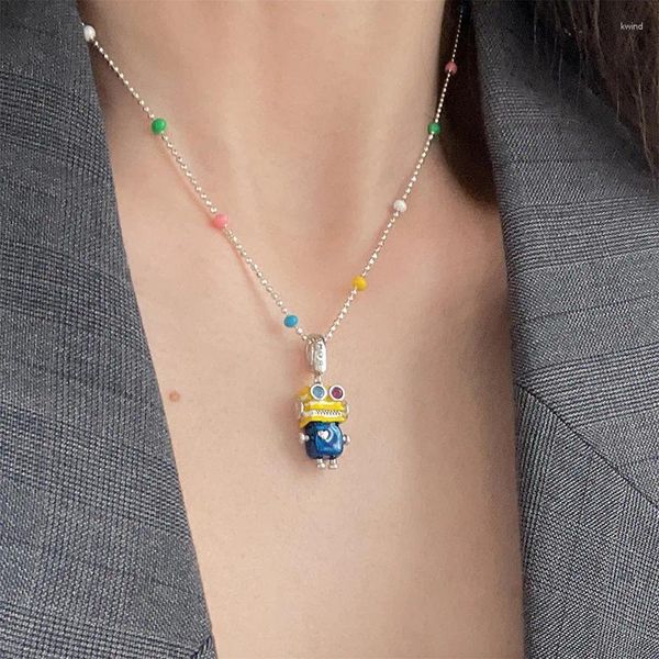 Collane con ciondolo Arrivo Trendy Cartoon Robot Design Placcato in platino Femmina per le donne Accessori gioielli fai da te Non sbiadiscono