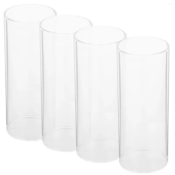 Подсвечники, 4 шт., стеклянная чашка с абажуром, простая крышка, декоративная подставка для контейнера, прозрачные конические свечи, прямой цилиндр