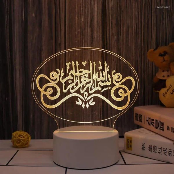 Luzes noturnas 2023 EID Mubarak Decoração USB Power 3D LED Luz Al Adha Decoração Muçulmana Islam Party Lamp Ramadan para casa