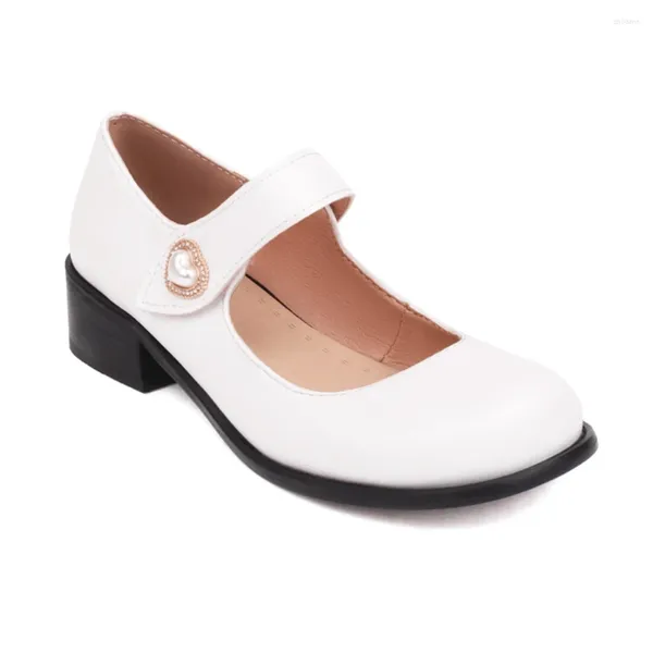 Elbise ayakkabıları zapatos de mujer 2023 moda yuvarlak ayak parmağı rahat rahat platform topuklar Mary Janes Buckle iş retro kadınlar 3-13