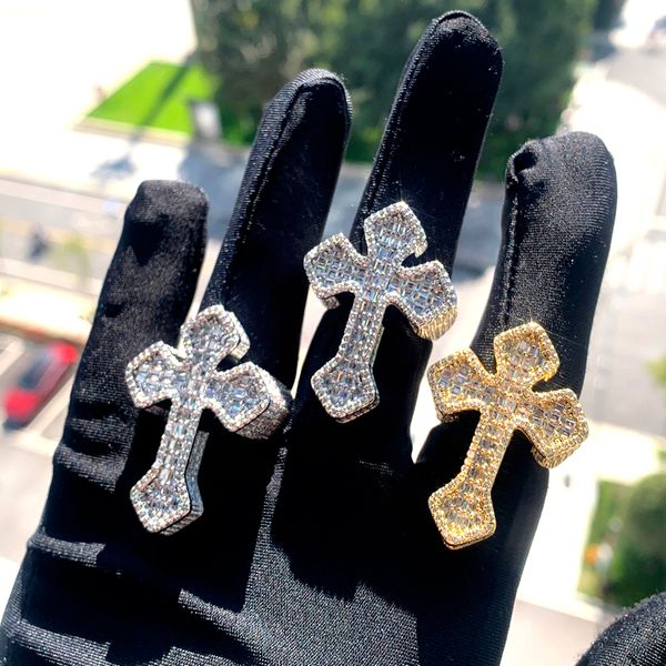 Designer di lusso all'ingrosso Anello di dito a forma croce anello di alta qualità Blingling zircone zircone hip hop uomo anello per i gioielli di pasquo di Natale