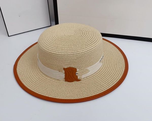 Versão coreana de ponta do apartamento da primavera e do verão ao longo do chapéu de palha de palha de verão feminino Protetor solar chapéu de palha Red Viagem Big Brim Sun Hats