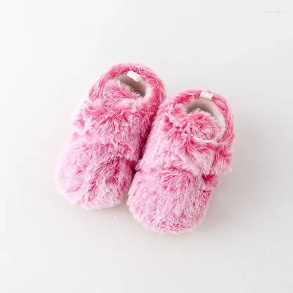 Обувь для первых ходок для малышей на хлопковой подкладке для детей 6 месяцев и 1 года, коралловый флис, теплая и удобная зимняя обувь для девочек и маленьких мальчиков