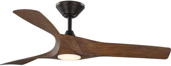 Luminárias pendentes PROGRESS LIGHTING Ryne Collection 52-Inch 3-Blade Woodgrain LED DC Motor Transitional Indoor/Outdoor Ventilador de teto marrom