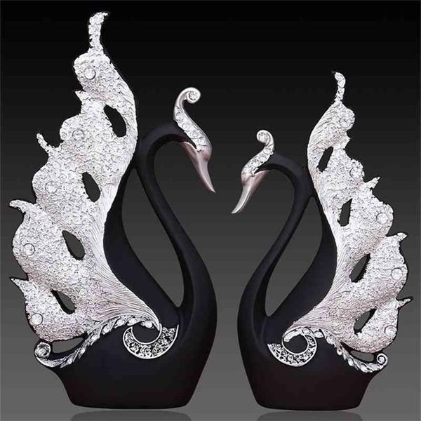 Accessoires de décoration pour la maison Un couple de cygne Statue décor à la maison Sculpture Art moderne ornements cadeaux de mariage pour les amis amoureux 210198Y