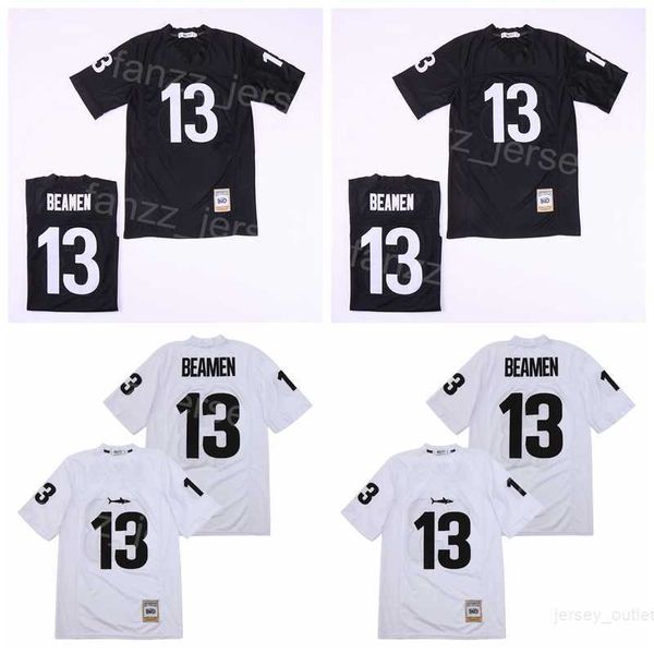 Calcio 13 Willie Beamen Maglie film Any Given Sunday Miami Sharks Jamie Foxx cucita traspirante Colore squadra Nero Away Bianco College Vintage Saldi universitari