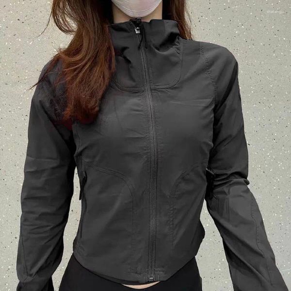 Giacche da donna LULK Abbigliamento da yoga Traspirante Stretch Protezione solare Vento Outdoor Accetta Vita Coltiva la propria moralità Con cappuccio per le donne