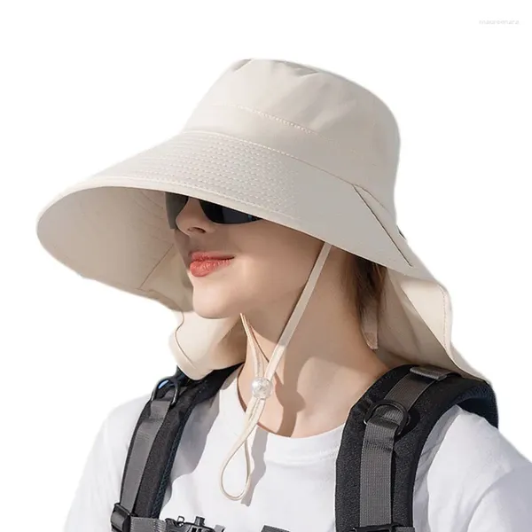 Cappelli a tesa larga Berretti da pescatore lunghi da donna Protezione estiva per il collo UV Secchiello da sole Berretto da spiaggia per donna all'aperto