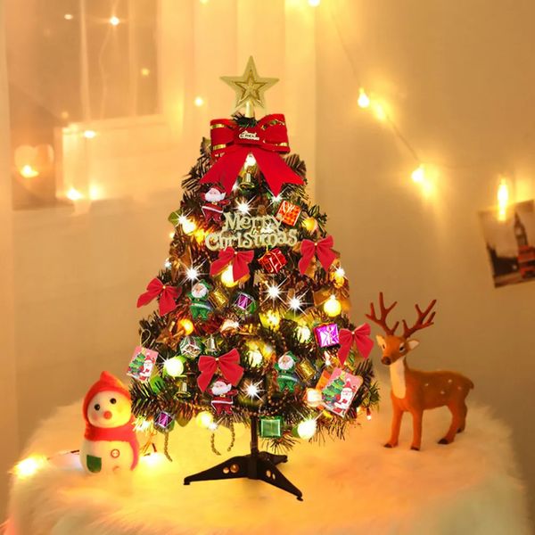 Decorazioni natalizie Set albero di Natale da 50 cm Decorazioni natalizie con luci Desktop Mini ornamenti per albero di Natale Decorazione per feste di anno Regalo Navidad 231121