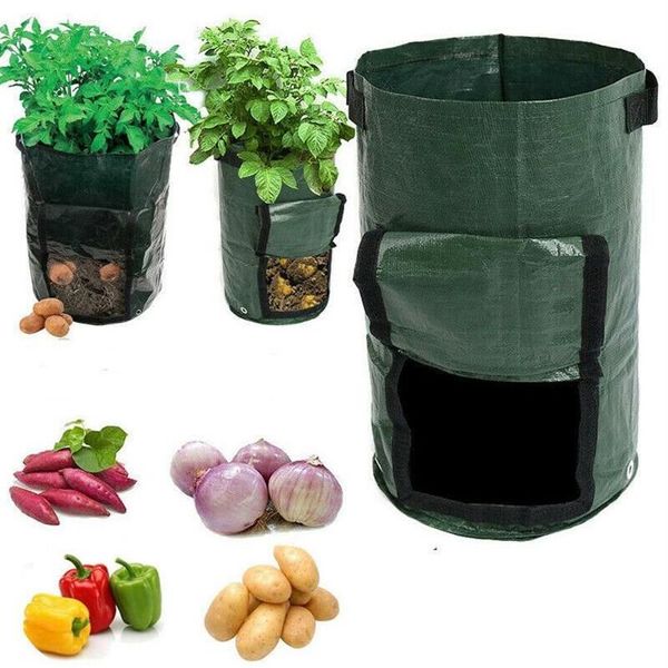 Plantadores potes 2 pçs planta crescer sacos casa jardim pote de batata estufa vegetal crescente hidratante saco vertical seedling308u