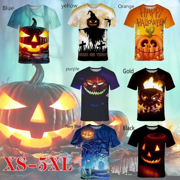 T-shirt da uomo Costume di Halloween Testa di zucca Teschio T-shirt da uomo a maniche corte 3D T-shirt da marea