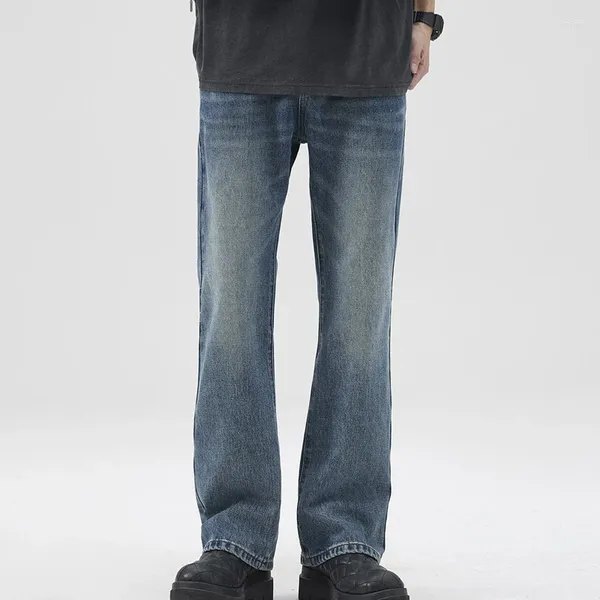 Jeans da uomo TFETTERS Marca Primavera Autunno Pantaloni in denim per uomo 2023 Sbiancato Vita media lavato Retro svasato americano