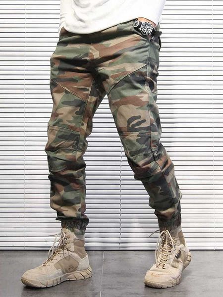 Calças masculinas 100% algodão retro masculino de rua de camuflagem Calça de carga do exército Pontes militares verdes Jogger Homme Brand Harem Casual Harem Troushers G230422