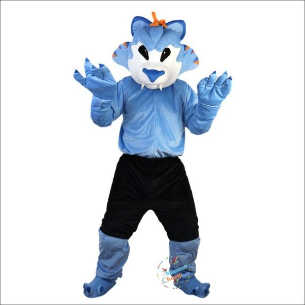 Profissional lobo azul dos desenhos animados mascote traje andando dos desenhos animados anime terra desempenho roupas terra adereços roupas