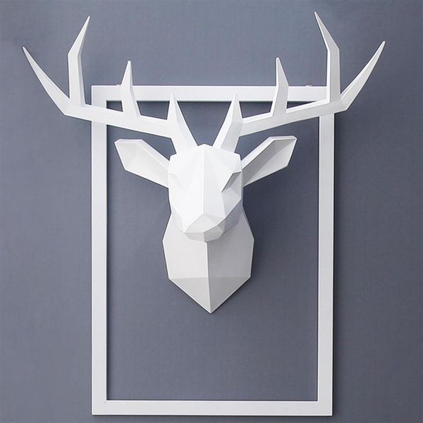 Decoração de parede com cabeça de animal 3d, estatueta de animal, decoração de parede para sala de estar, escultura decorativa de cervo, decoração de interiores para casa 2193t