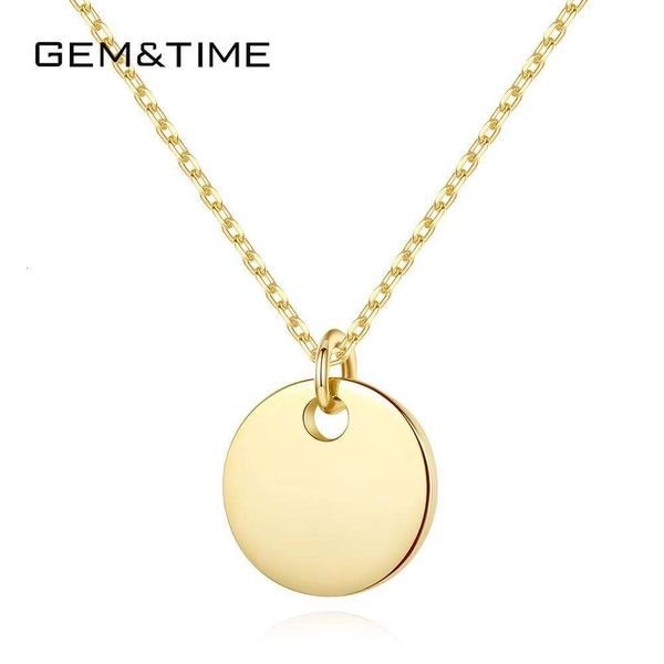 GemTime Стильное настоящее однотонное круглое ожерелье из настоящего 14-каратного золота K Ювелирные изделия оптом
