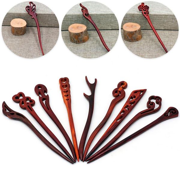 Clipes de cabelo Barrettes Vintage Wood Sticks Women Hairpin Retro Chinese Style