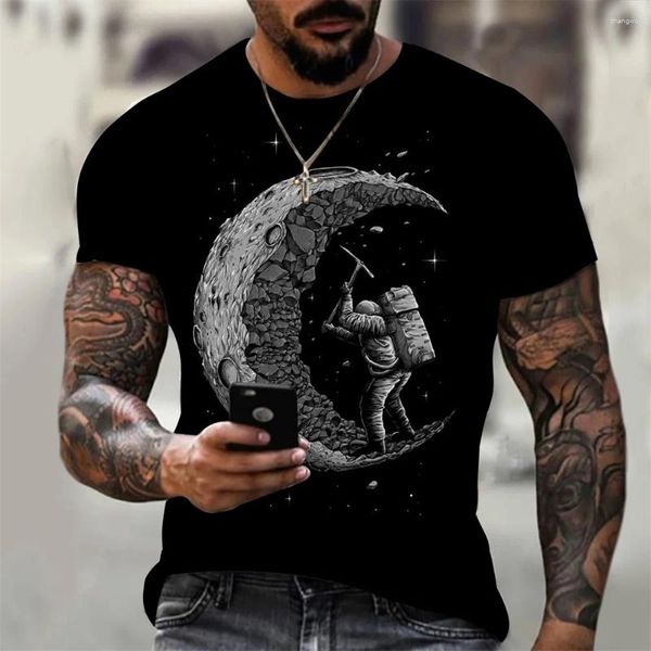 Camiseta masculina engraçado impressão 3d verão em torno do pescoço camiseta casual manga curta oversized moda camisetas roupas masculinas