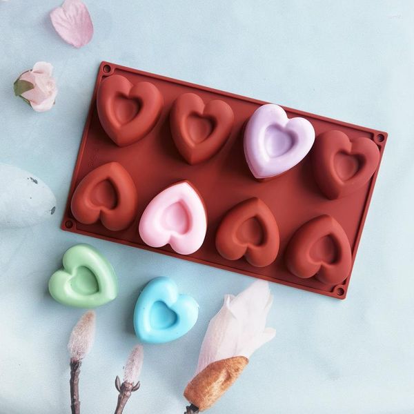 Stampi da forno Stampi per dolci in silicone 8 Stampo per ciambelle Even Love Brownie Budino Gelatina Cioccolato Sapone Accessori fai da te Manuale