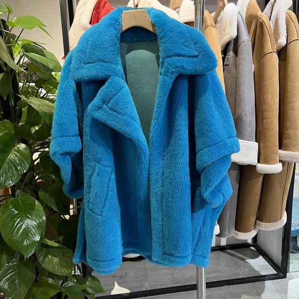 Frauen Pelz Kunstpelz Teddybär Weste Frauen Winter Echte Schafe Pelz Mäntel Lose Größe Kamel Jacke Grau Schafe Wolle weste Jacke 231121