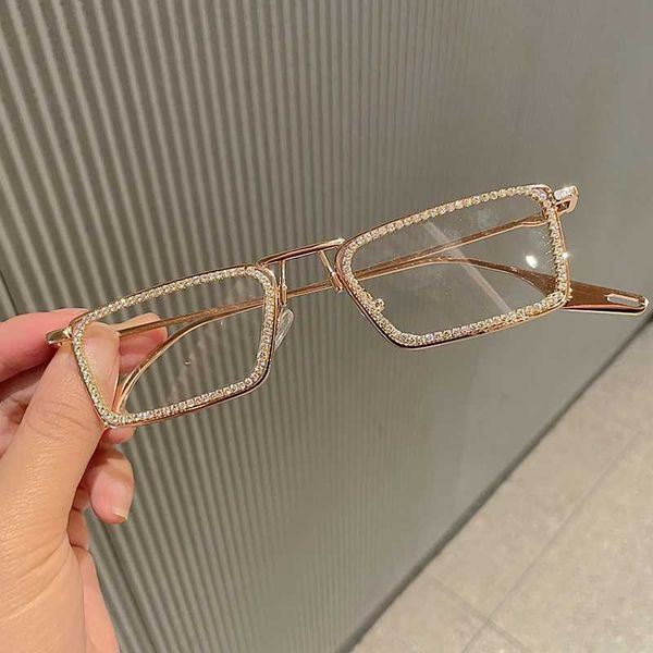 Sonnenbrille Benutzerdefinierte Myopie Lesebrille Frauen Sonnenbrille Vitnage Metallrahmen Strass Brillen Kleine Sonnenbrille für Männer Optische Linse J230422