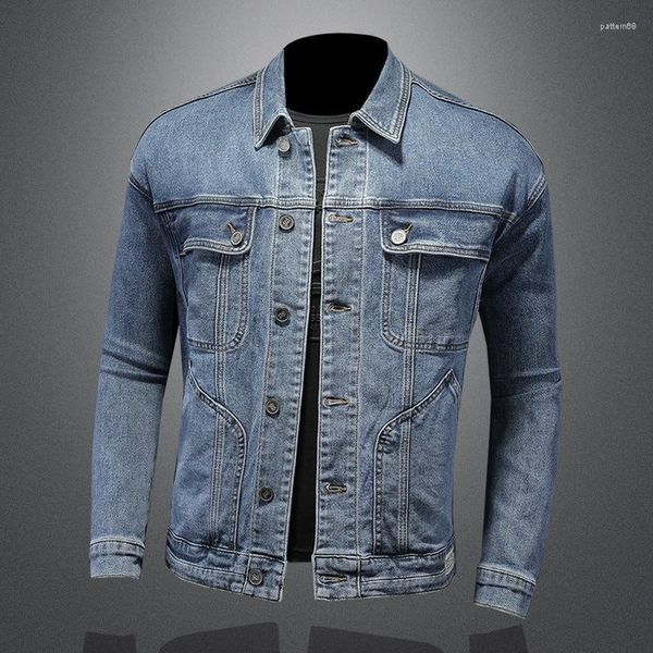 Giacche da uomo primavera e autunno 2023 Top in denim elastico in stile europeo americano Giacca versatile nel commercio estero