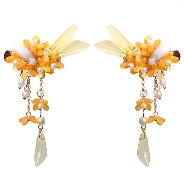 Accessori per capelli Clip di fiori vintage per ragazze Clip stile autunnale con nappa lunga da donna spessa