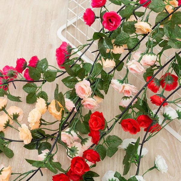 Fiori decorativi Fiore di seta artificiale 45 teste Rattan Trailing False viti di peonia Pianta fai da te Foglia appesa Vite Home Party Decorazioni di nozze