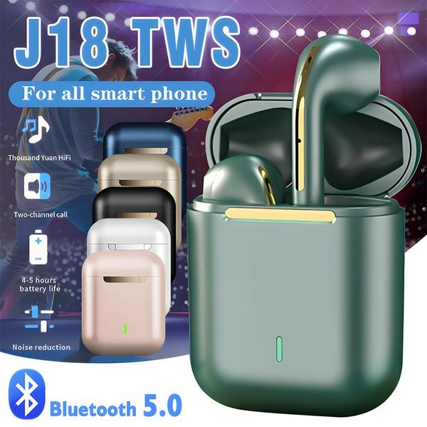 J18 Auricolari wireless Cuffie Bluetooth Cuffie per giocatori con microfono TWS Auricolari Vivavoce In Ear Fone Auriculares