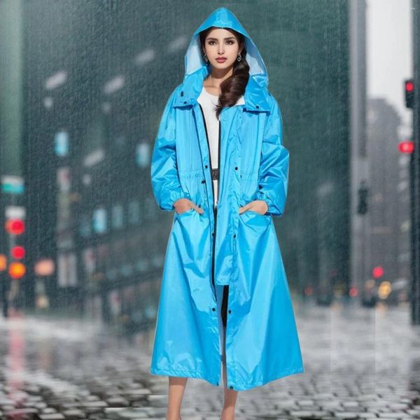 Trench da donna Uomo Donna Cappotto lungo da pioggia Poncho Escursionismo all'aperto Ciclismo Campeggio Impermeabile antivento Impermeabile Felpe con cappuccio unisex per adulti