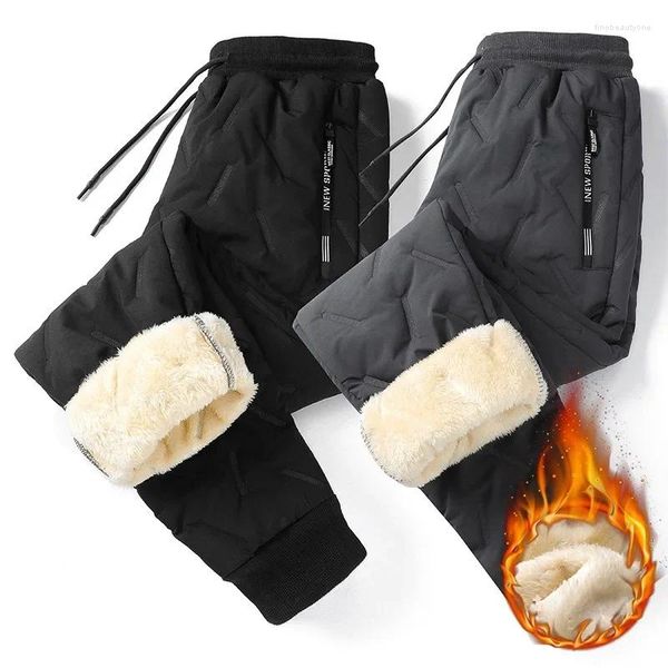 Calças masculinas 2023 inverno lambswool quente engrossar sweatpants homens moda corredores à prova de água casual plus lã calças de tamanho grande