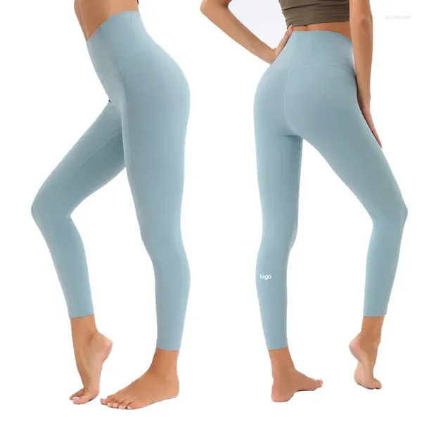 Calças ativas com logotipo yoga cintura alta conforto leggings push up esportes corrida estiramento elevador quadril