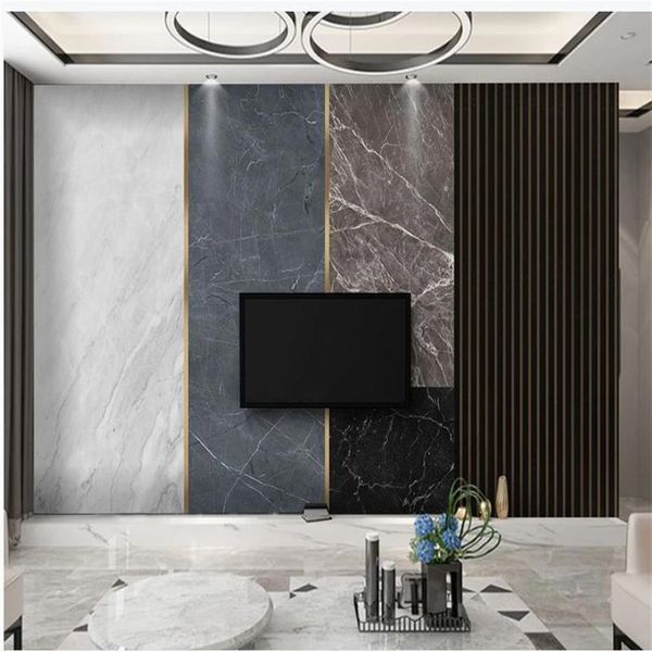 Papel de parede moderno moderno para sala de estar minimalista pedra mármore papéis de parede padrão abstrato geométrico grão de madeira fundo wall171j